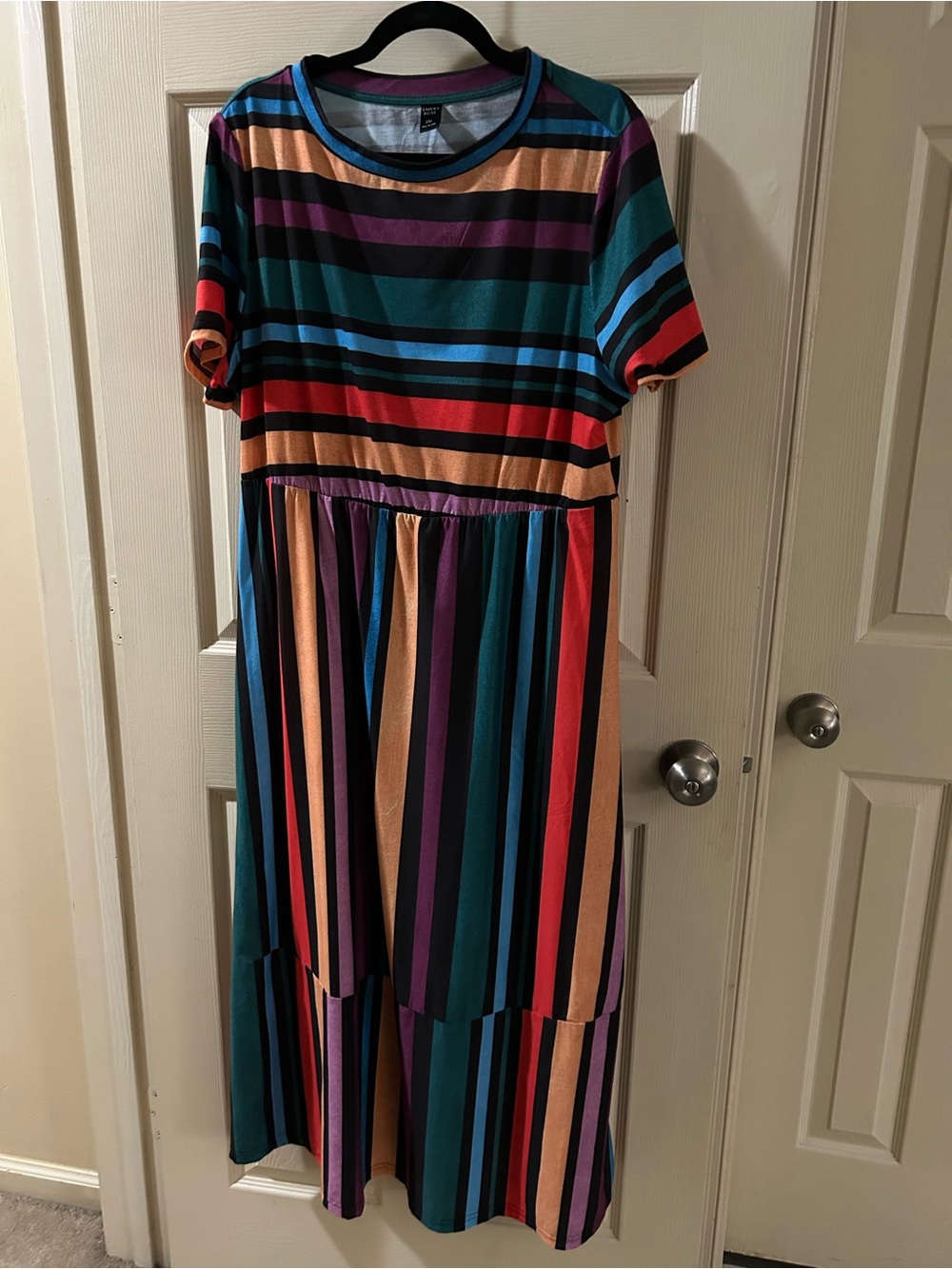 Multi-Color Striped Short Sleeve Dress
